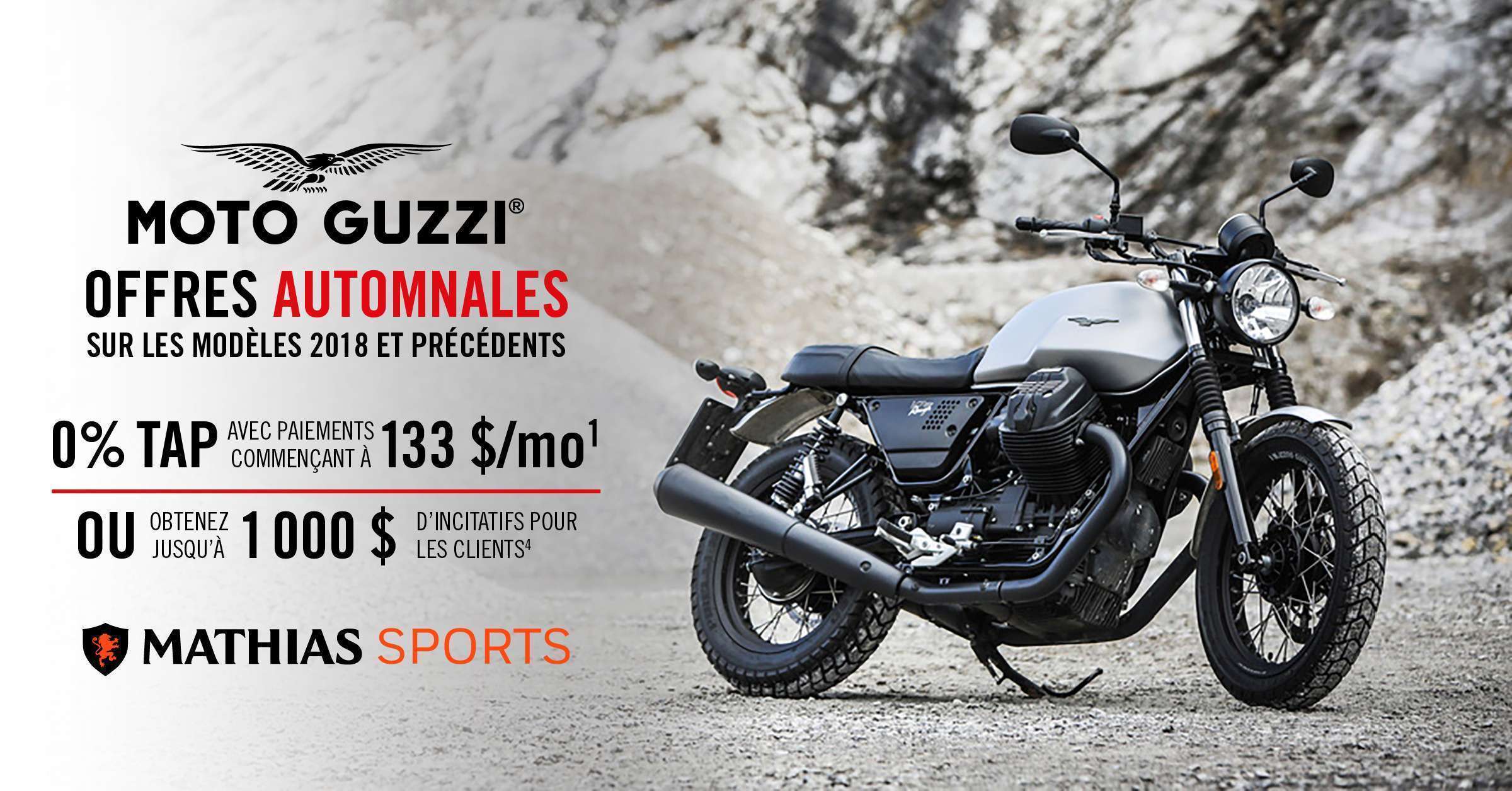 Ne passez pas à coté des offres automnales de Moto Guzzi!
